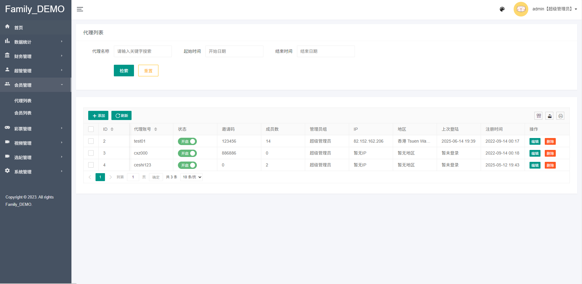 后台管理界面截图